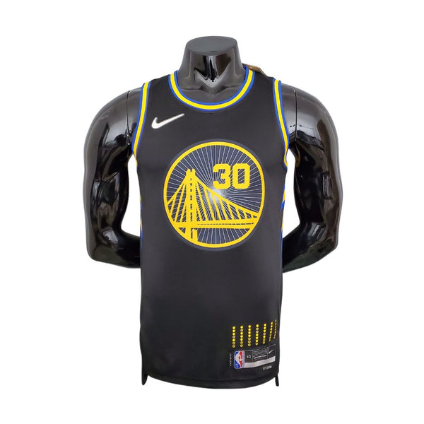 Maillot NBA Curry #30 Golden State Warriors City Edition Noir 2022 75ème Anniversaire