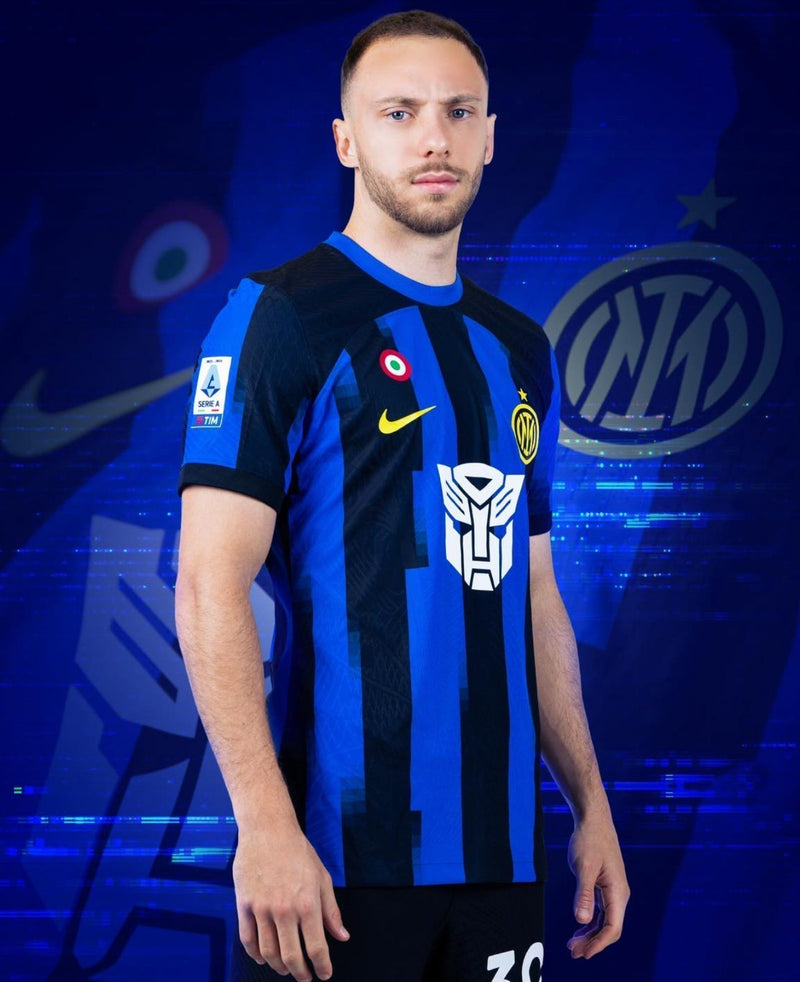 Maillot Inter Home Player Version 23/24 - Avec Patch Serie A - Avec logo Transformers