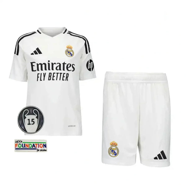 T-shirt et short Real Madrid Home 24/25 Enfant - Patch UCL