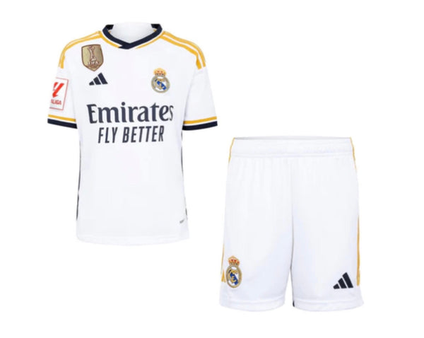 T-shirt et short Real Madrid Home Enfant 23/24 - Patch La Liga + CWC