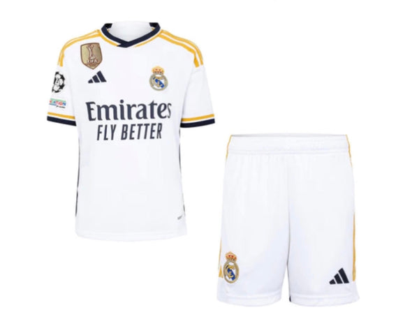 T-shirt et Short Enfant Real Madrid Home 23/24 - Patch UCL + CWC